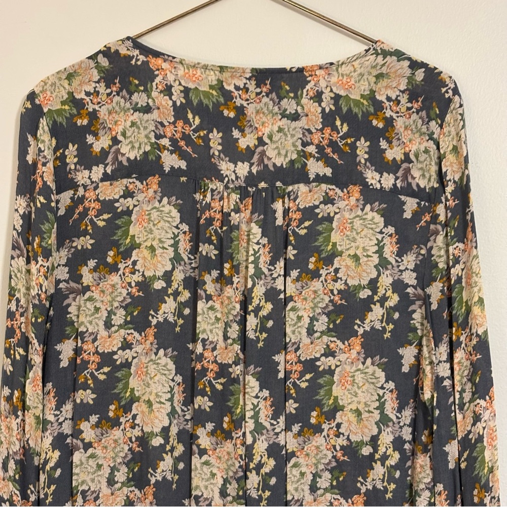 Lucky Brand Floral Tie-Waist Blouse - Size Large - Picture 7 of 15
